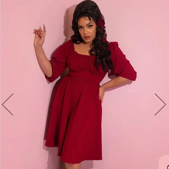 Vixen by Micheline Pitt Vacation Dress Ruby Red M - Picture 1 of 5